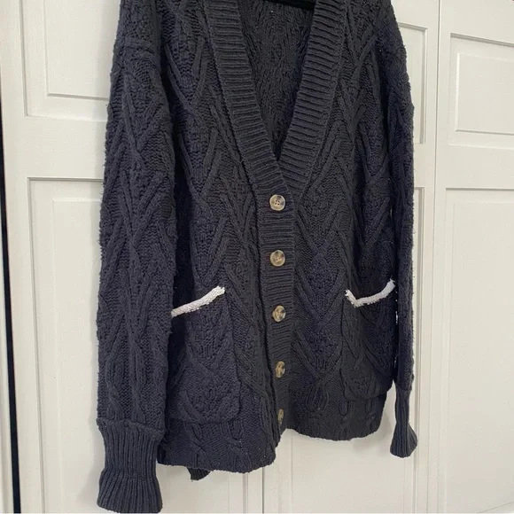 Free People Montana Cable Cardi Cardigan Varsity Button Down Sweater | Small - Picture 7 of 10